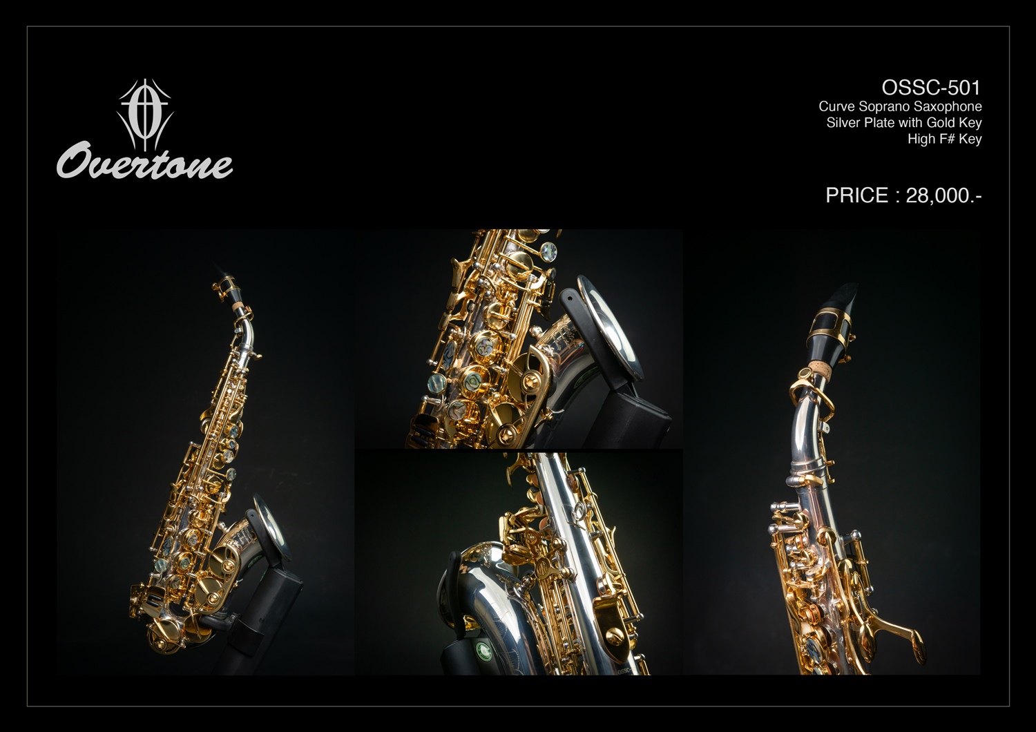 Overtone Soprano Curve Saxophone รุ่น silver plate & gold key OSSC-501